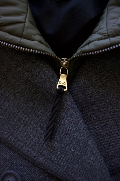 Dolce & Gabbana 2000s grey wool jacket with fur hood