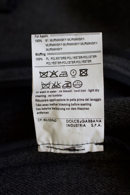 Dolce & Gabbana 2000s grey wool jacket with fur hood