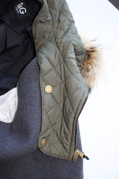 Dolce & Gabbana 2000s grey wool jacket with fur hood