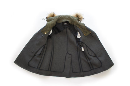 Dolce & Gabbana 2000s grey wool jacket with fur hood