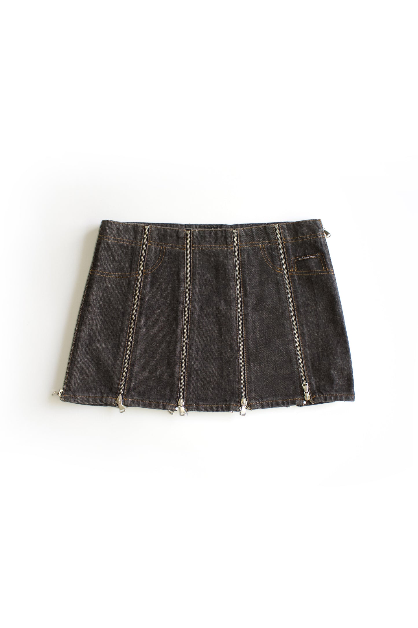 Dolce & Gabbana SS 2003 grey mini-skirt with zippers