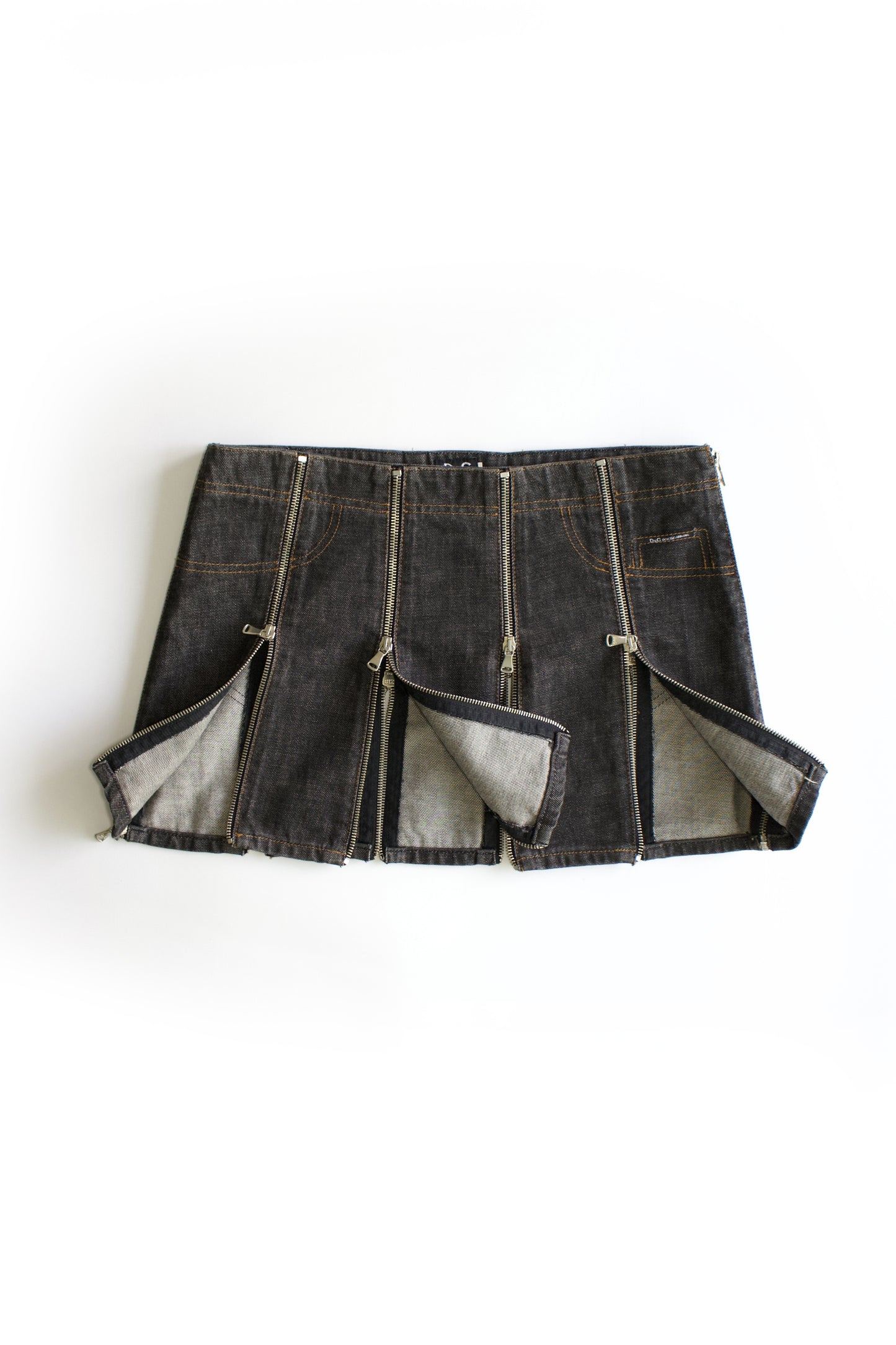 Dolce & Gabbana SS 2003 grey mini-skirt with zippers