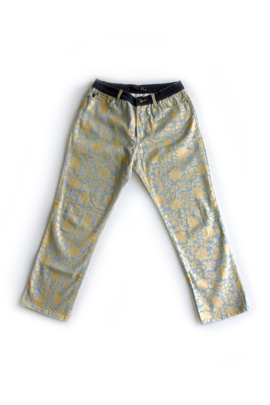 Roberto Cavalli golden floral jeans