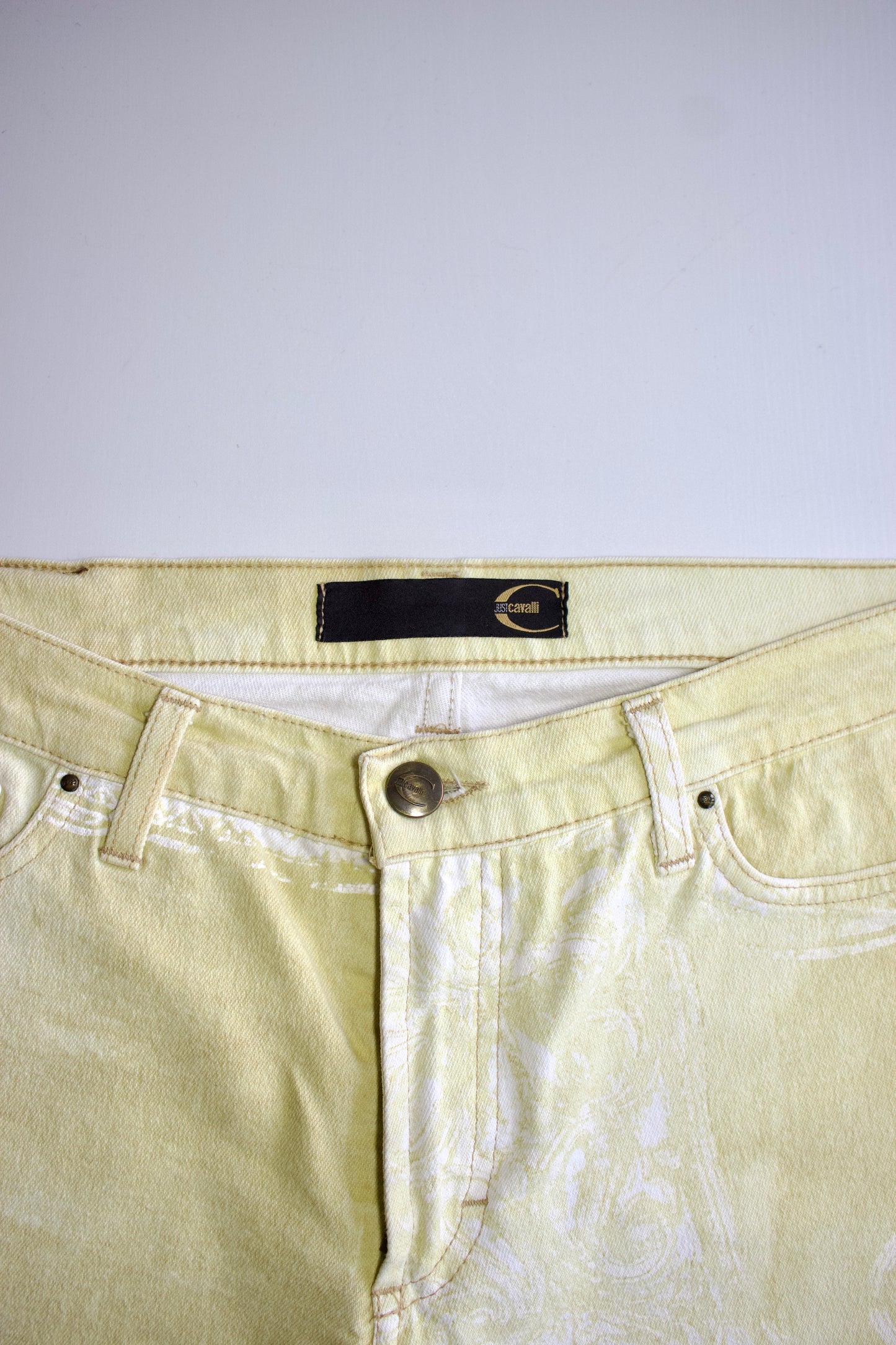 Roberto Cavalli 2000s cream paisley print jeans