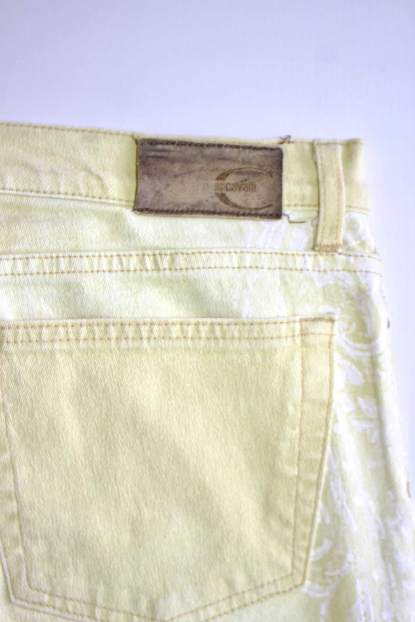 Roberto Cavalli 2000s cream paisley print jeans