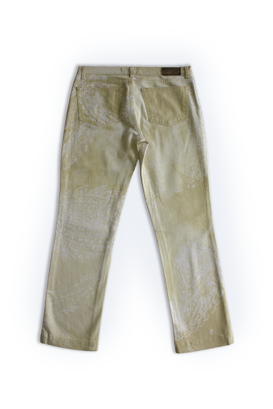 Roberto Cavalli 2000s cream paisley print jeans
