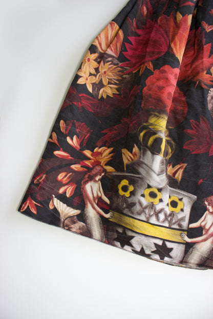 Miu Miu FW 2006 black floral printed skirt