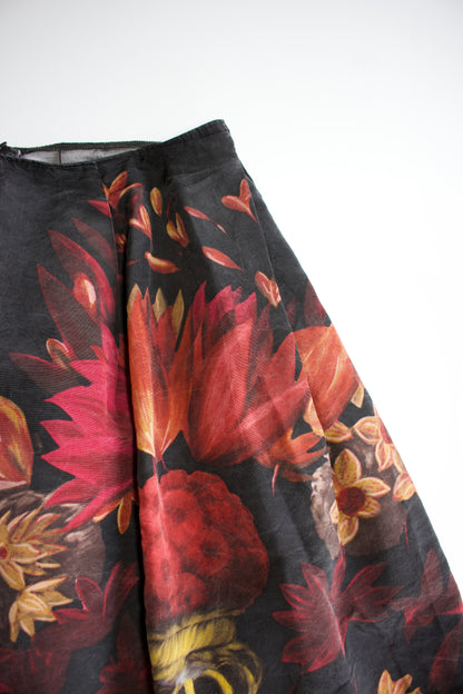 Miu Miu FW 2006 black floral printed skirt