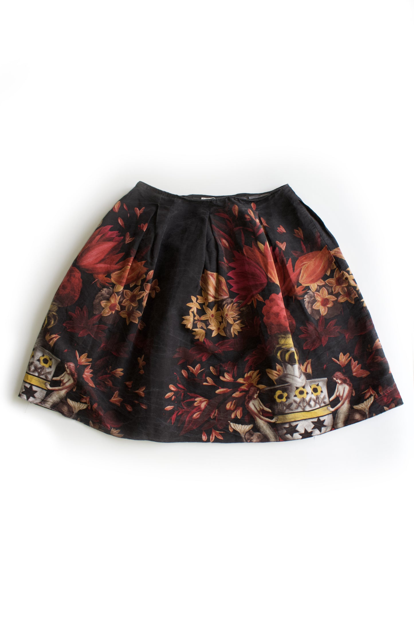 Miu Miu FW 2006 black floral printed skirt
