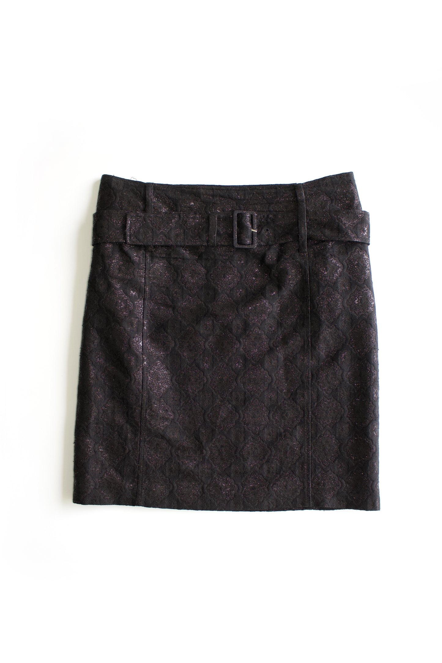 Prada SS 2002 black floral jacquard skirt