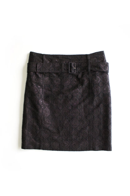 Prada SS 2002 black floral jacquard skirt