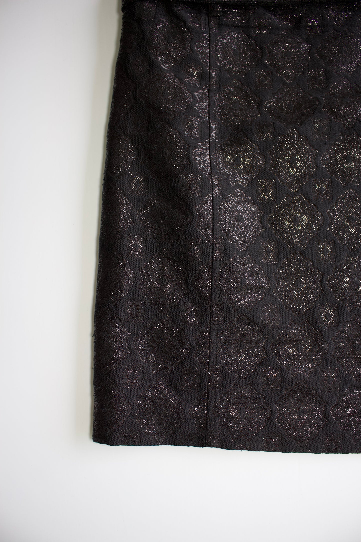 Prada SS 2002 black floral jacquard skirt