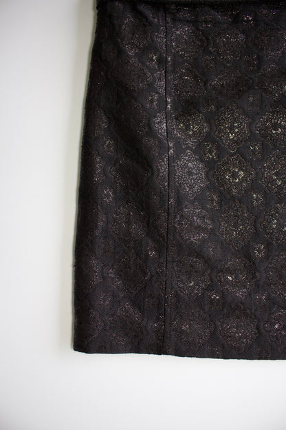 Prada SS 2002 black floral jacquard skirt