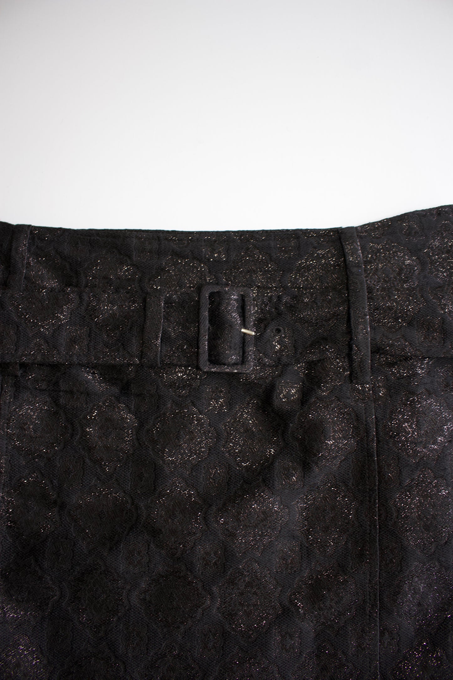 Prada SS 2002 black floral jacquard skirt