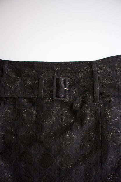 Prada SS 2002 black floral jacquard skirt