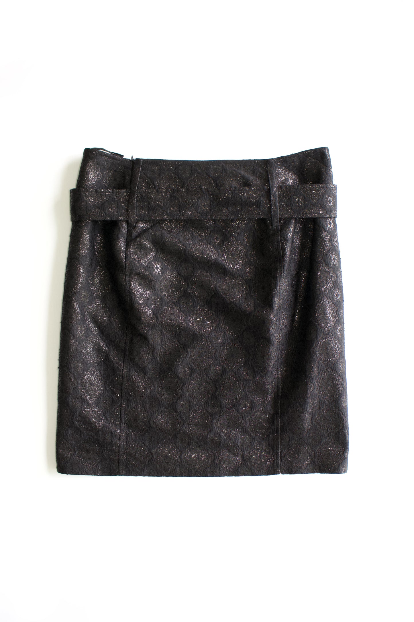 Prada SS 2002 black floral jacquard skirt