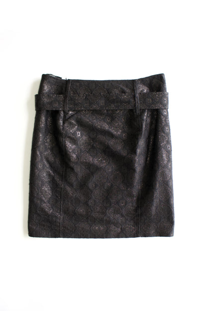 Prada SS 2002 black floral jacquard skirt