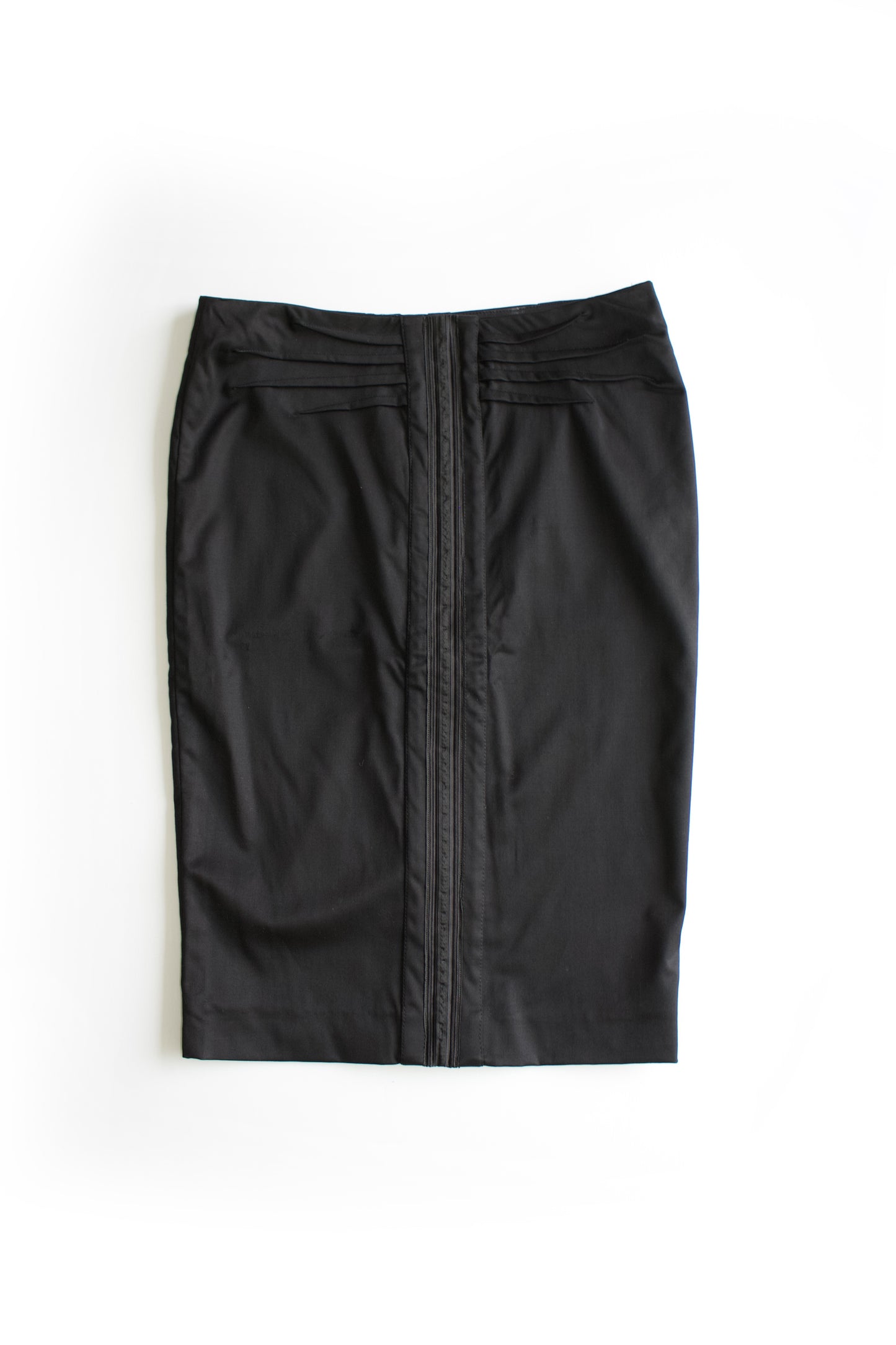 Gucci FW 2004 black ruched midi-skirt