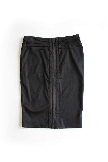 Gucci FW 2004 black ruched midi-skirt