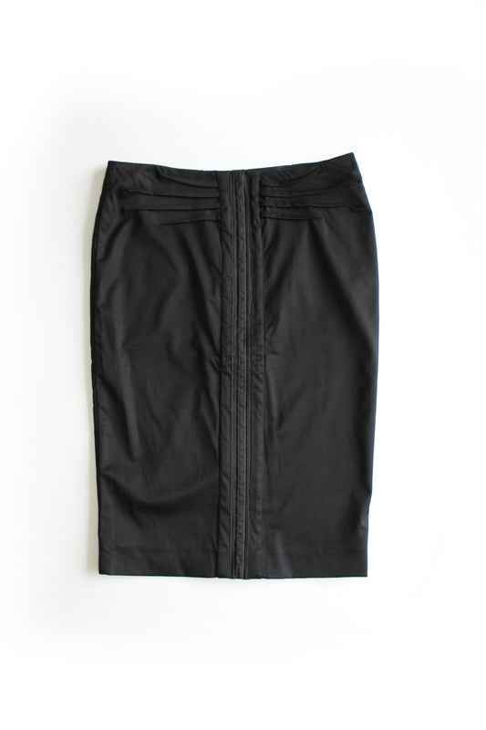 Gucci FW 2004 black ruched midi-skirt