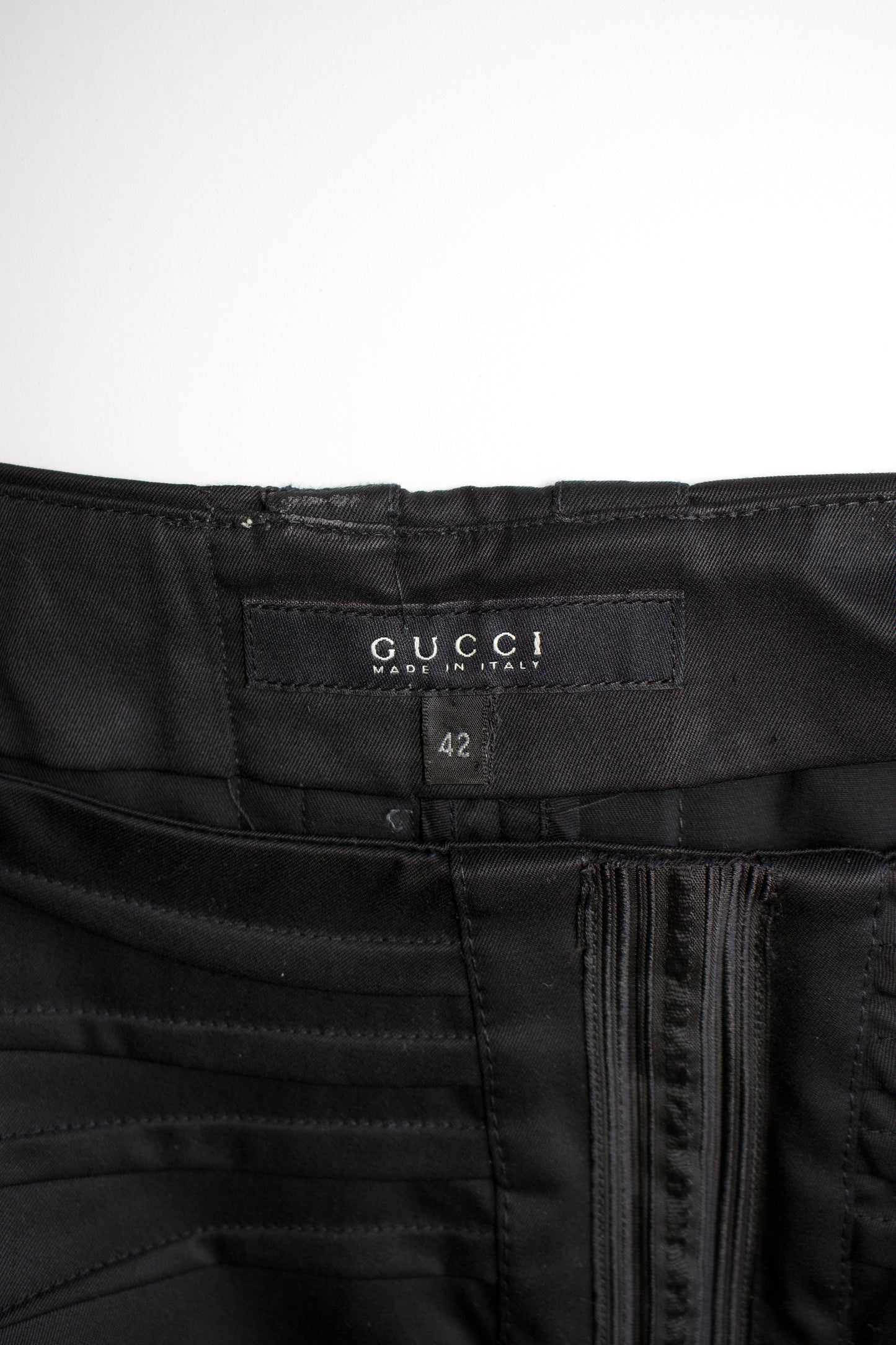 Gucci FW 2004 black ruched midi-skirt