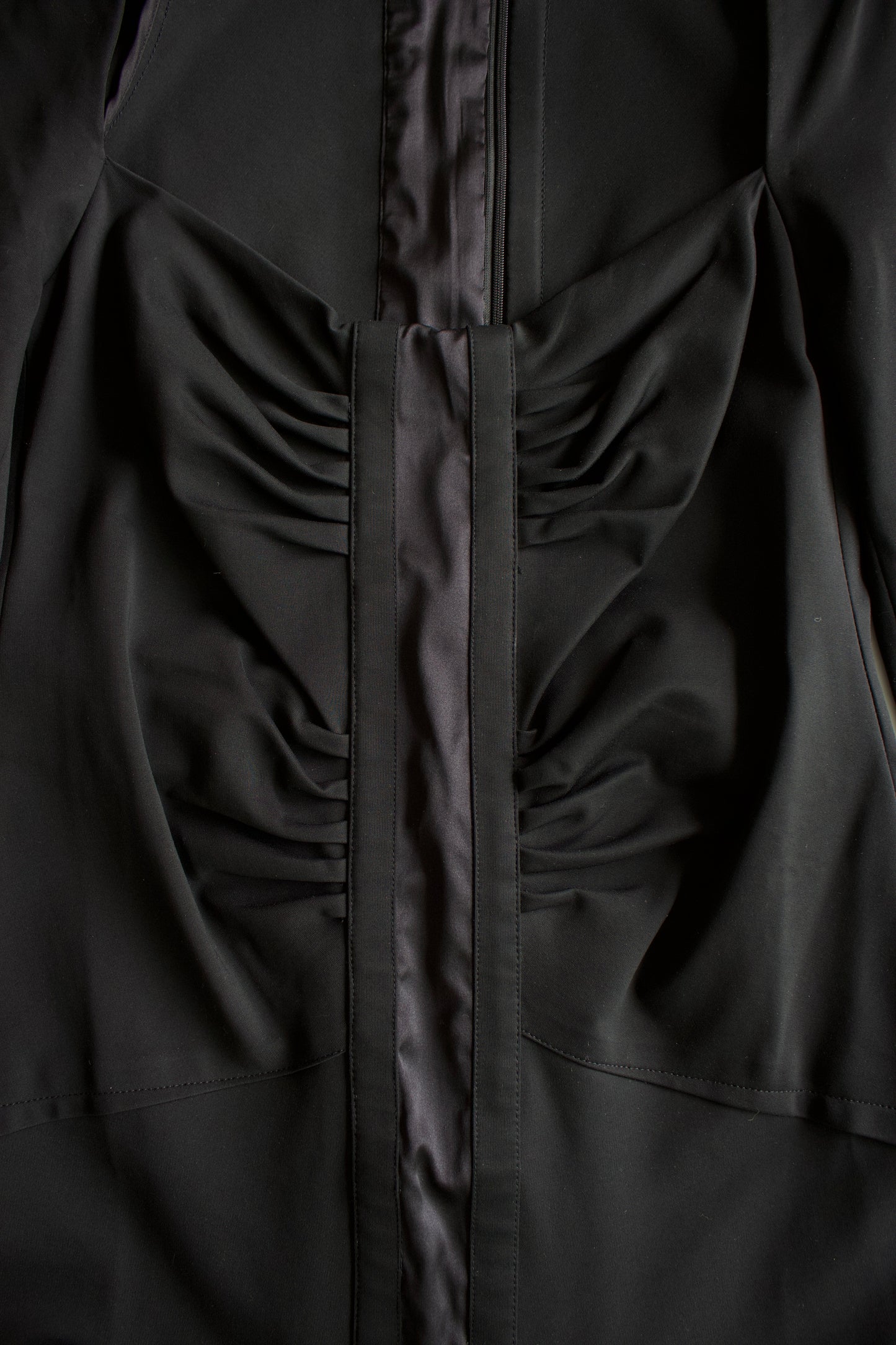 Gucci FW 2004 black ruched longsleeve dress