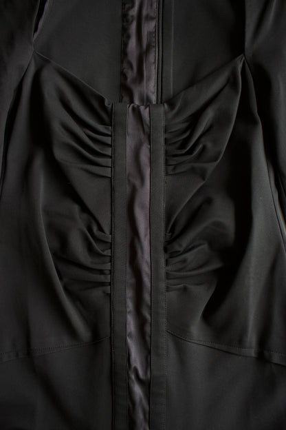 Gucci FW 2004 black ruched longsleeve dress