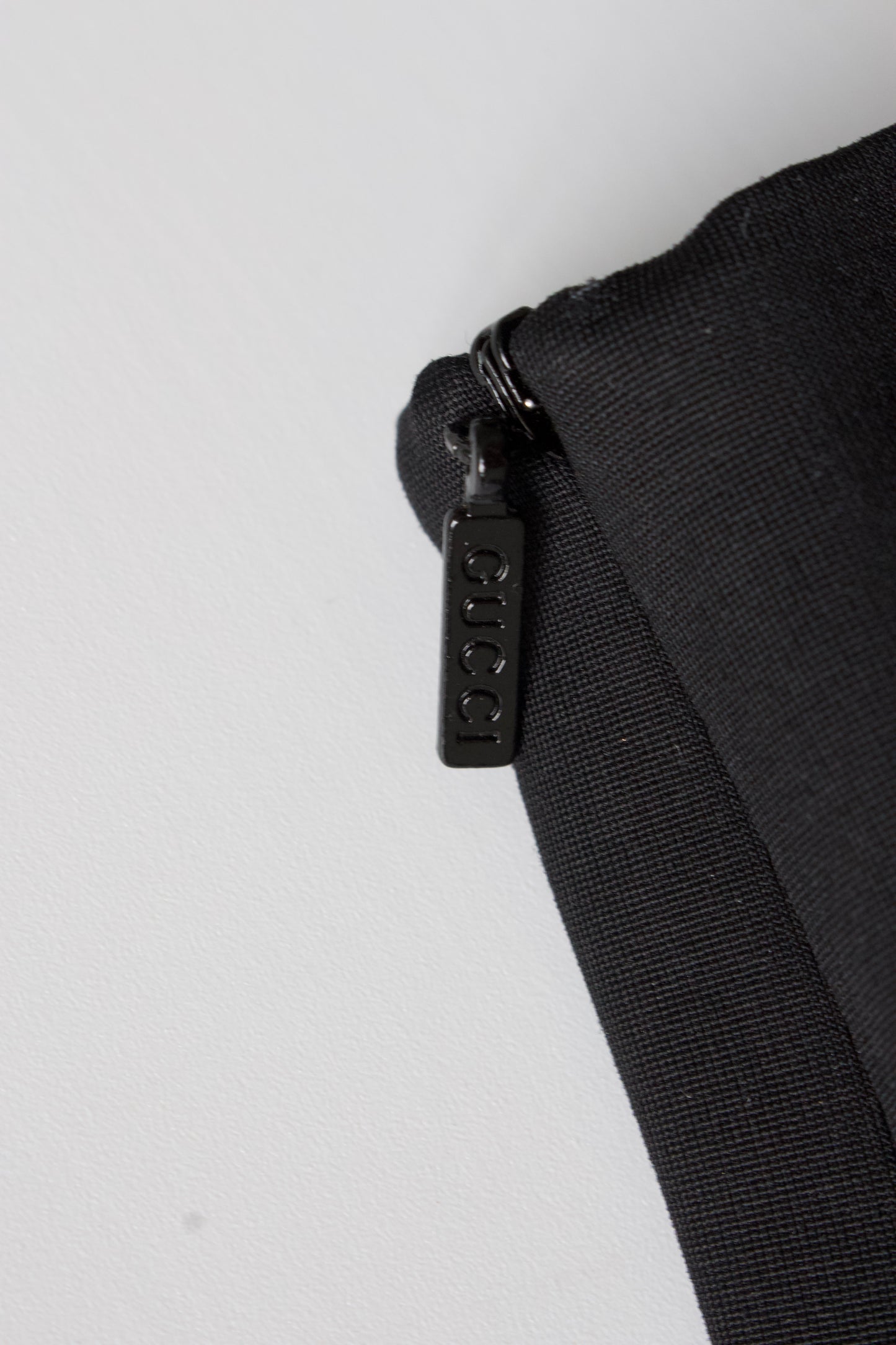 Gucci FW 2004 black ruched longsleeve dress