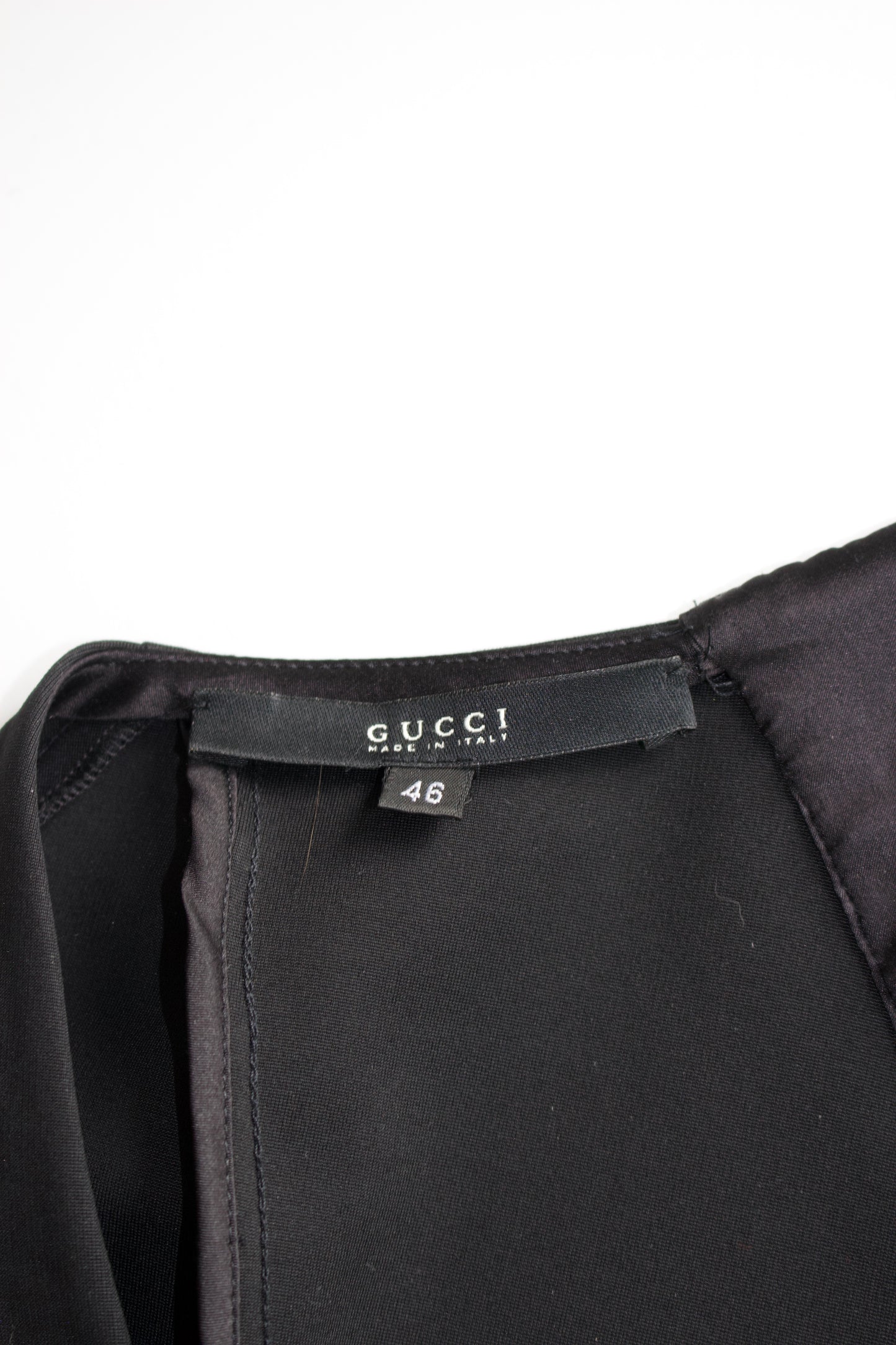 Gucci FW 2004 black ruched longsleeve dress
