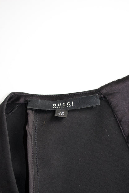 Gucci FW 2004 black ruched longsleeve dress