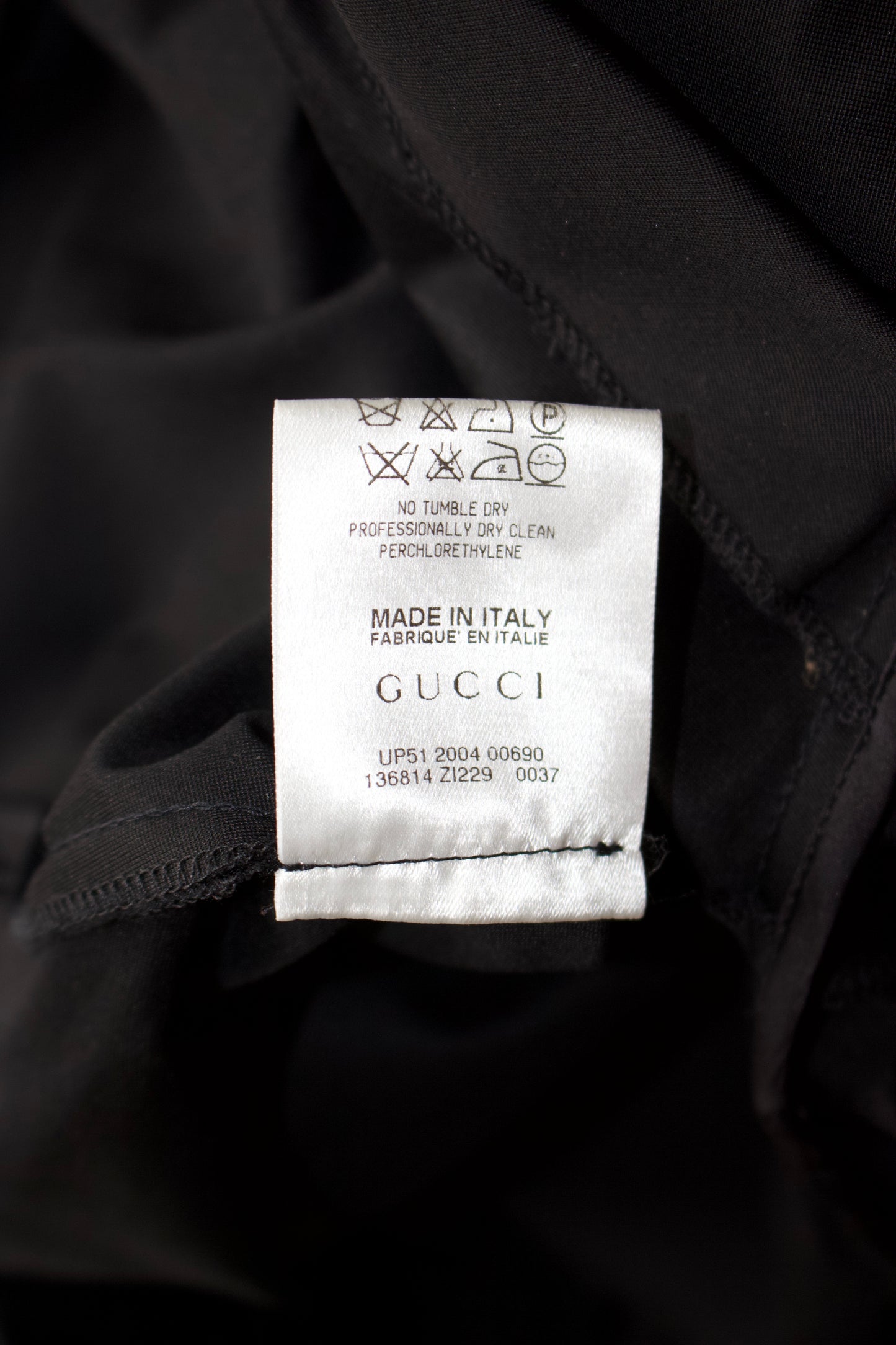 Gucci FW 2004 black ruched longsleeve dress