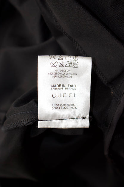 Gucci FW 2004 black ruched longsleeve dress