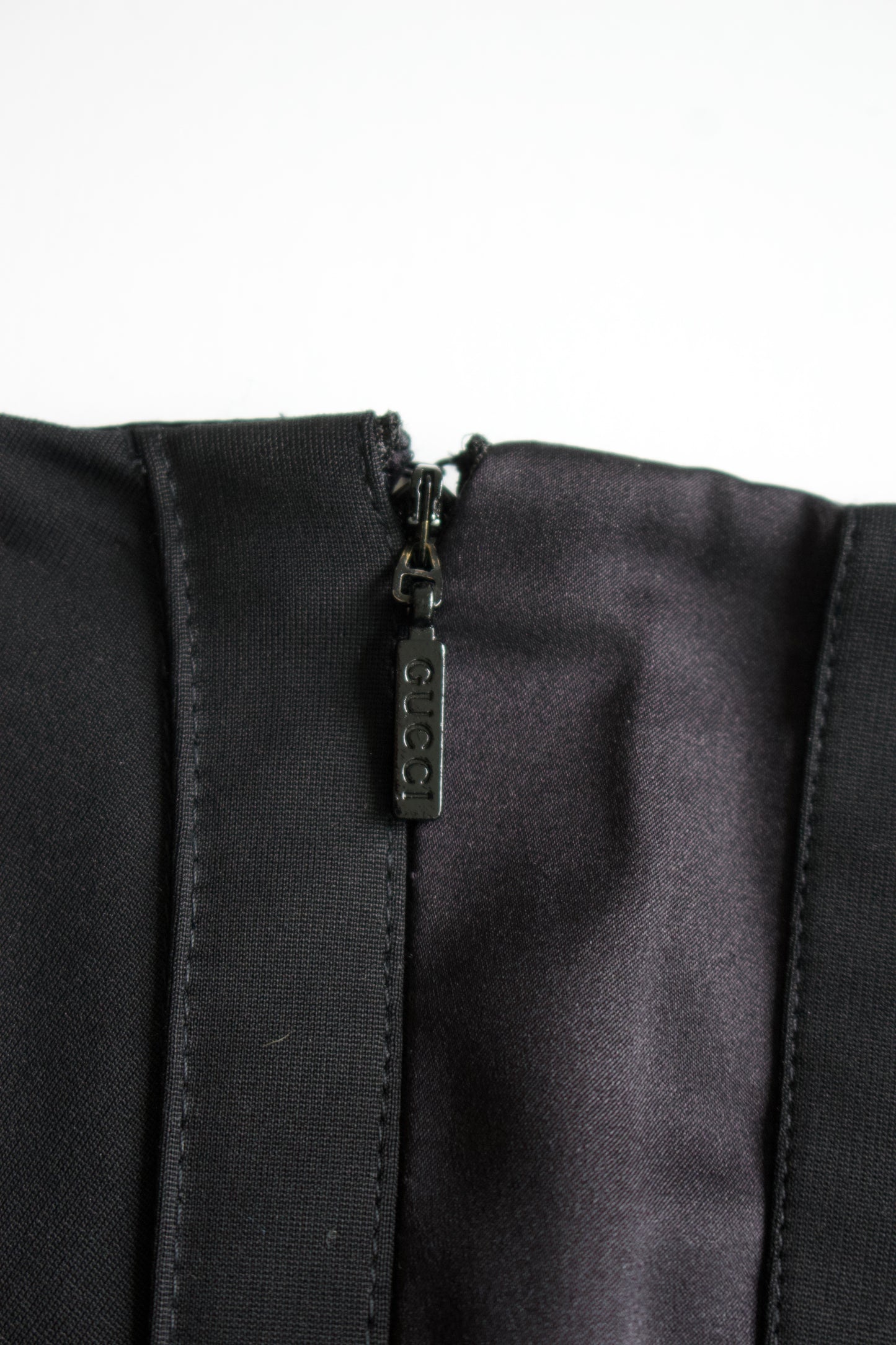 Gucci FW 2004 black ruched longsleeve dress
