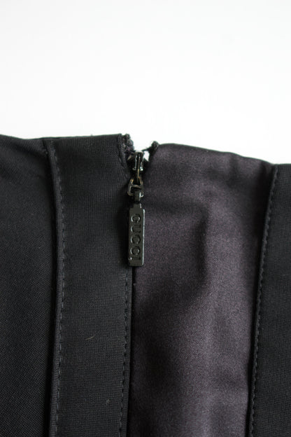 Gucci FW 2004 black ruched longsleeve dress