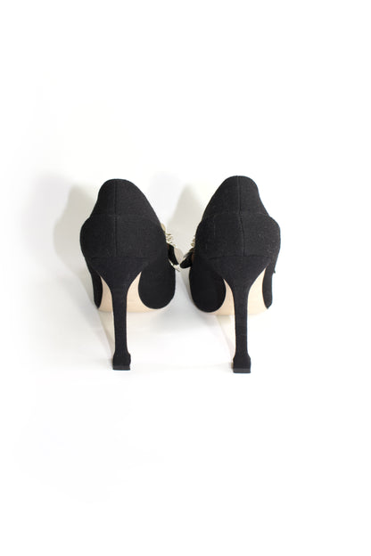 Miu Miu FW 2010 black heels with metallic flowers