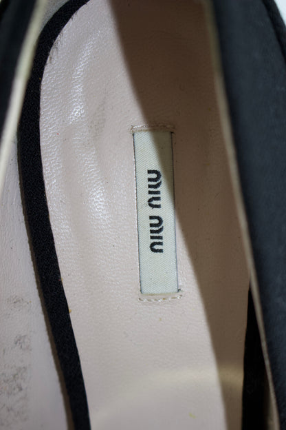 Miu Miu FW 2010 black heels with metallic flowers