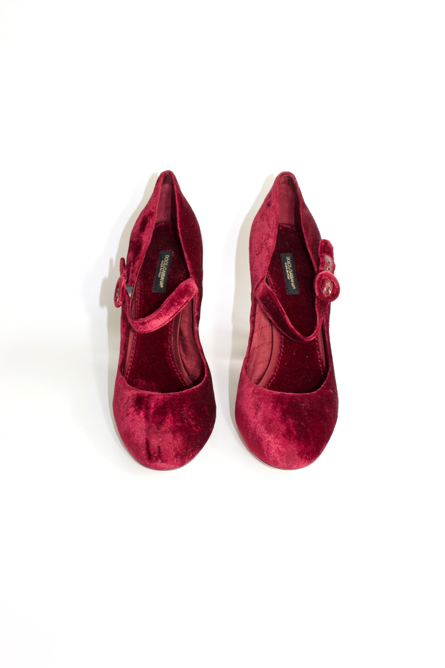 Dolce & Gabbana FW 2013 red vevet heels with decorated heel
