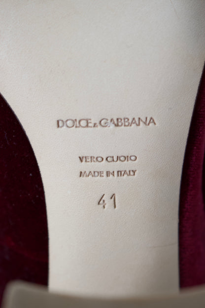 Dolce & Gabbana FW 2013 red vevet heels with decorated heel