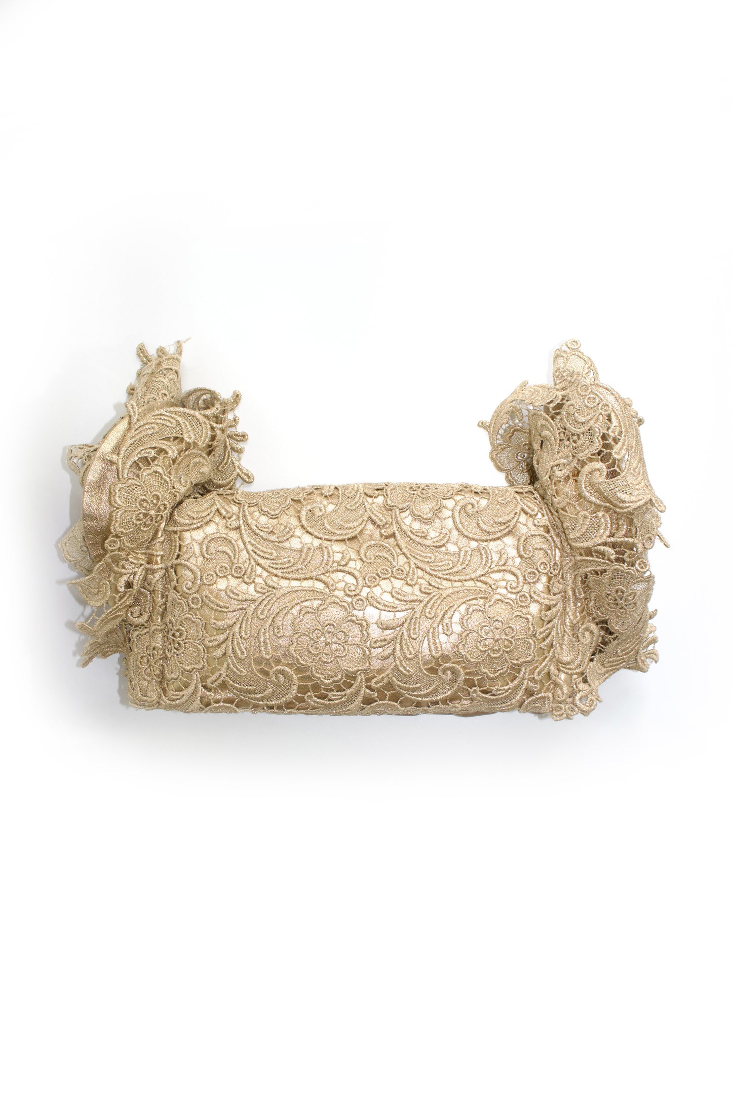 Prada FW 2008 golden lace & leather shoulder bag