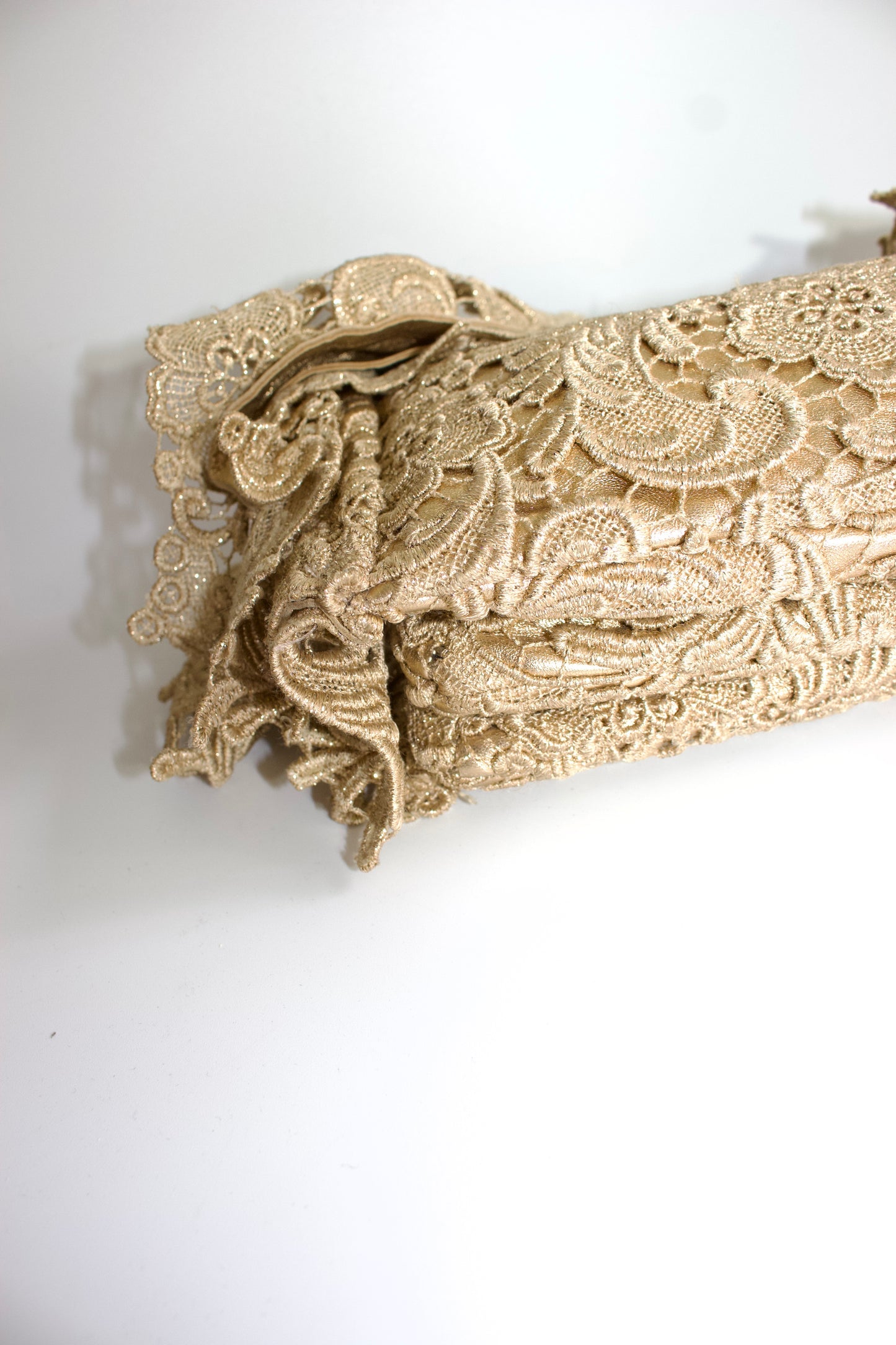 Prada FW 2008 golden lace & leather shoulder bag