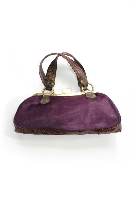 Etro purple cowhide & croc-leather bag with gemstones