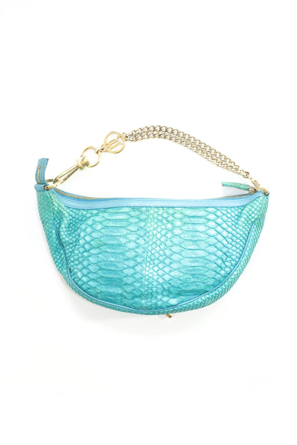 Versace turquoise python half-moon shoulder bag