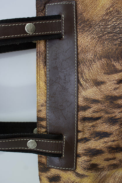 Roberto Cavalli 2000s brown nylon animal print handbag