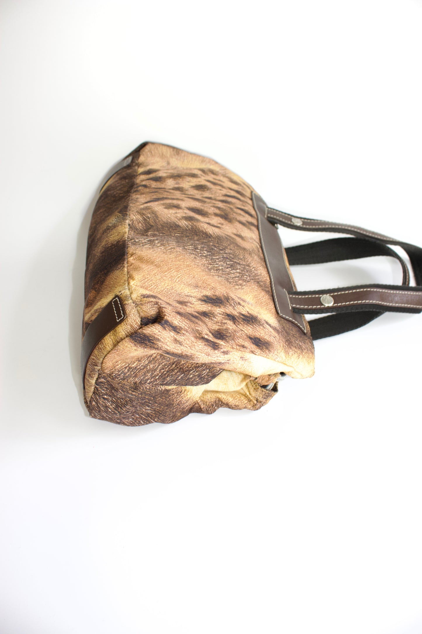 Roberto Cavalli 2000s brown nylon animal print handbag