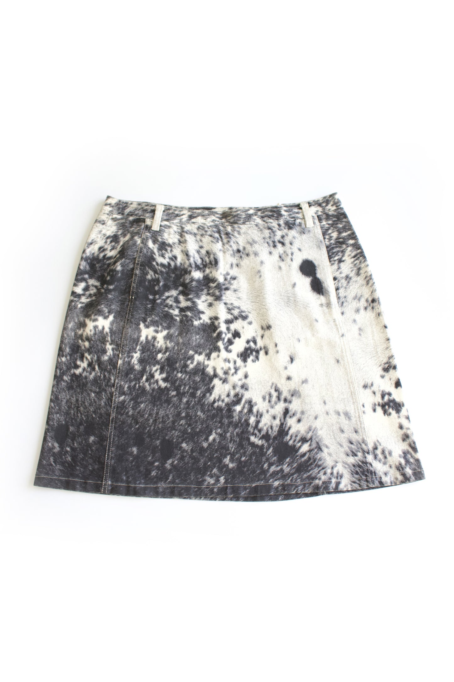 Roberto Cavalli FW 1999 cow print denim skirt