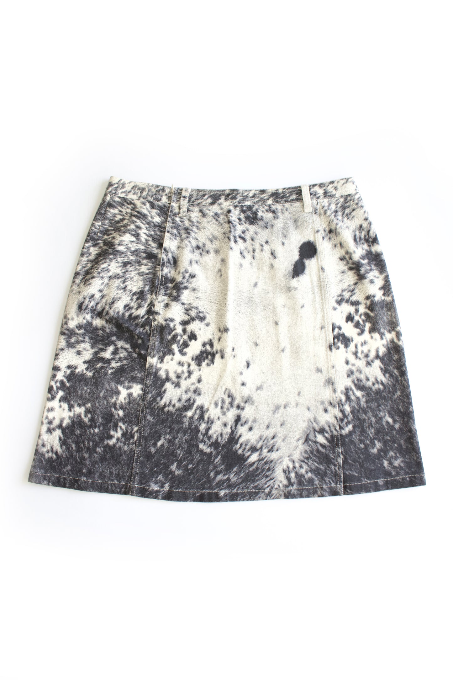 Roberto Cavalli FW 1999 cow print denim skirt