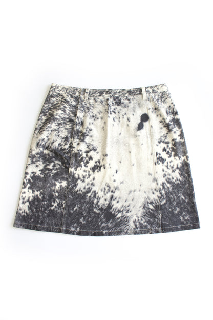 Roberto Cavalli FW 1999 cow print denim skirt