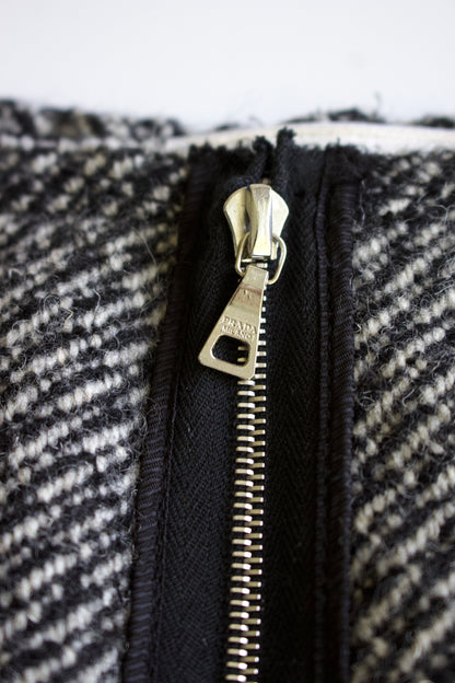 Prada FW 2003 grey wool midi-skirt
