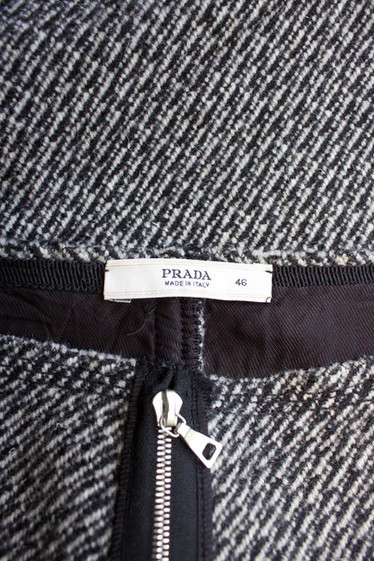 Prada FW 2003 grey wool midi-skirt