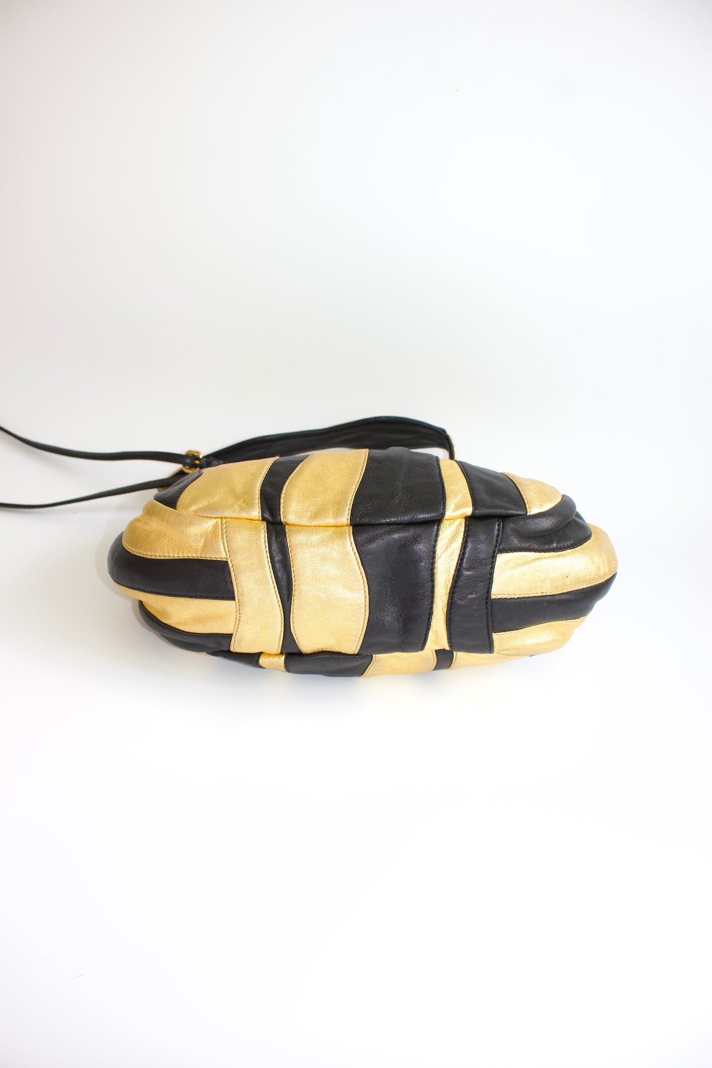 Prada SS 2008 black & gold leather crossbody bag
